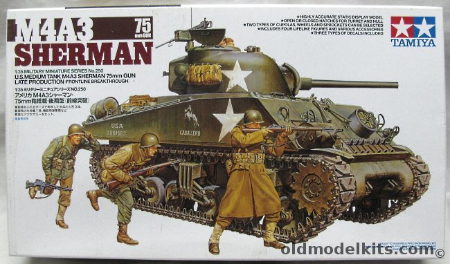 Tamiya 1/35 M4A3 Sherman 75mm Gun Tank -  (M-4), 35250 plastic model kit